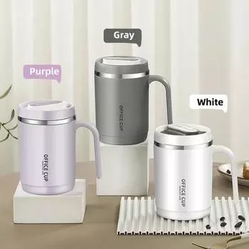 500 мл кофейная кружка с ручкой и крышкой 304 нержавеющая сталь/полипропиленовый вкладыш кофейная кружка для завтрака молочная кружка для дома и офиса студенческие кружки для воды 500ml