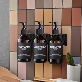 500 мл коричневого средства для мытья посуды/шампуня/мыла для рук/кондиционера с этикеткой для лосьона/мыла для рук, настенное крепление, многоразовая бутылка Type 5