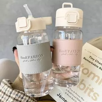 500 мл креативная бутылка для воды с трубочкой портативная симпатичная пластиковая бутылка для питья герметичная посуда для питья молока кофе чая