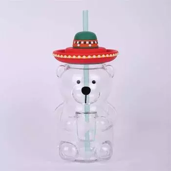 500 мл креативные маленькие медвежьи соломенные чашки с крышкой прозрачное стекло домашняя кружка для кофе сока молока чая бутылки для напитков милые подарки чашки