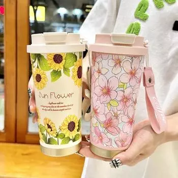 500 мл креативный цветок из нержавеющей стали 316 термос с трубочкой герметичный кофе чай холодный напиток автомобильный термос кружка стакан 500ml