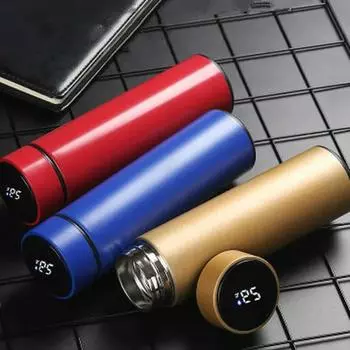 500 мл креативный умный светодиодный термос, дисплей температуры, термосы из нержавеющей стали, бутылка для воды, термос, чашка 500ml чёрный