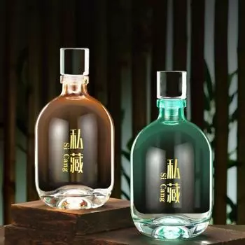 500 мл круглый графин для виски из бессвинцового стекла со стеклянной пробкой Бутылка для спиртного для ликера, шотландского бурбона зелёный