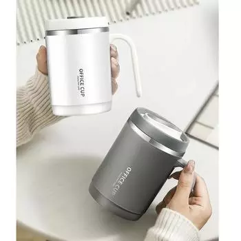 500 мл кружка для кофе из нержавеющей стали с креативным полипропиленовым вкладышем, переносные стаканы для воды с ручкой, термостойкая чашка для чая и молока, подарочная посуда 500ml