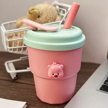 500 мл кружка для кофе с крышкой и трубочкой силиконовая кружка для холодного сока молока чая герметичная бутылка для питьевой воды портативная дорожная кружка розовый