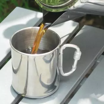 500 мл кружка из нержавеющей стали для кемпинга, уличная походная чашка с ручкой-карабином для пеших прогулок, кемпинга 250ml