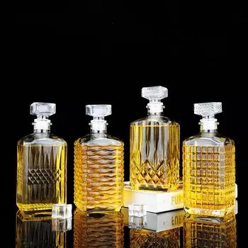 500 мл квадратный прозрачный стеклянный графин для виски в полоску 100% бессвинцовая стеклянная посуда для виски бутылка для спиртного для ликера шотландского бурбона