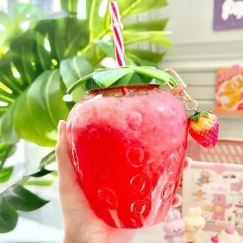 500 мл летняя милая клубничная соломенная бутылка для воды, соломенная чашка для молока и кофе для дома 12*10cm