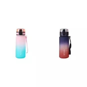500 мл матовая бутылка для воды с ручкой градиентная спортивная бутылка для спортзала (розовый)
