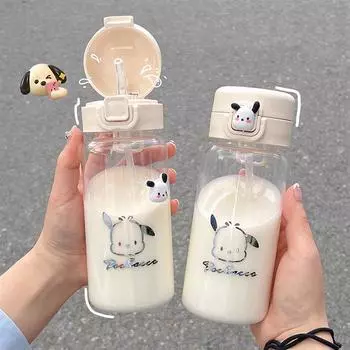 500 мл милая мультяшная бутылка для воды с соломинкой, не содержащая BPA, портативная прозрачная пластиковая детская герметичная чашка для воды для путешествий на открытом воздухе