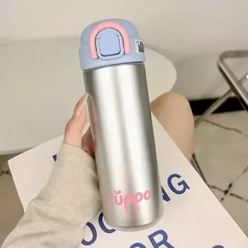 500 мл модная термос из нержавеющей стали 316 с трубочкой портативная девушка студент термос кружка дорожный стакан 500ml чёрный