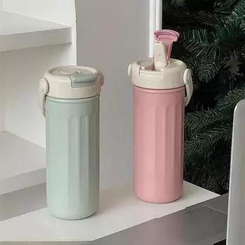 500 мл модная термос из нержавеющей стали 304 с трубочкой, герметичная кружка для кофе и чая с ручкой, стакан 550ml зелёный