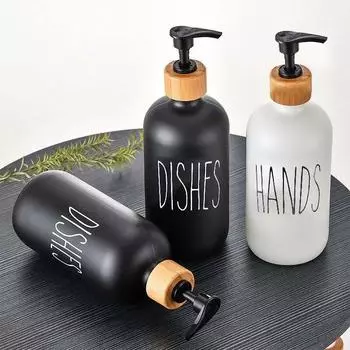 500 мл набор дозаторов для мыла для кухонной раковины, мыльница для рук, бутылка для хранения моющих средств, многоразовые бутылки, черный/белый Plastics Pump1