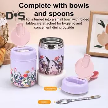 500 мл нержавеющая сталь вакуумная чашка для горячей еды детский герметичный изолированный пищевой контейнер со складной ложкой банка для ланча с широким горлом E