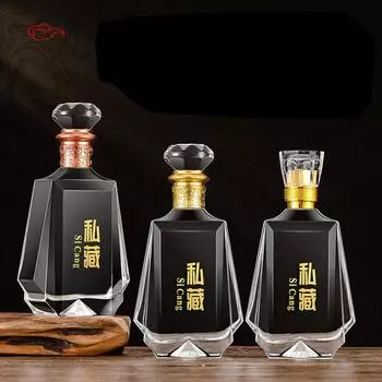 500 ML novelty lead-free glass whiskey decanter barware Alcohol Bottle for Tequila, Brandy and Vodka