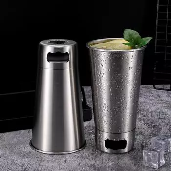 500 мл Новая пивная кружка из нержавеющей стали с открывалкой для бутылок снизу, переносная кружка для кофе, чая, вина, стакан, кухонная посуда для напитков 500ml
