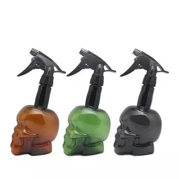 Регулируемый распылитель в форме черепа дьявола для парикмахеров 500 мл, насадка в форме черепа для дома, регулируемый распылитель в стиле ретро, бутылка для воды для парикмахеров чёрный