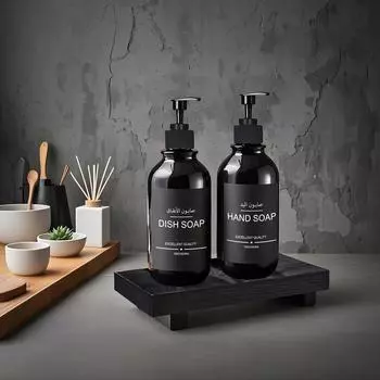 500 мл ПЭТ пустая бутылка-дозатор для лосьона, дозатор для мыла для рук и мытья посуды, ванная комната с этикеткой/держателем/подносом, многоразовая бутылка Type 1