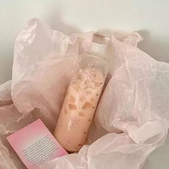 500 мл пластиковая бутылка для воды Kawaii Bow со шкалой времени, прозрачная чашка для воды, спортивная бутылка для питья воды для школы на открытом воздухе 500ML