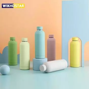 500 мл портативный термос из нержавеющей стали для холодной и горячей воды с маленьким горлышком, изолированный стакан для чайника в спортзале, утолщенная двойная чашка для воды