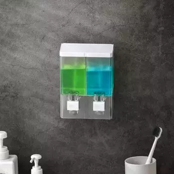 500 мл прозрачный дозатор мыла настенный с двойной головкой дезинфицирующее средство для ванной комнаты шампунь гель для душа 12x6x16.5CM