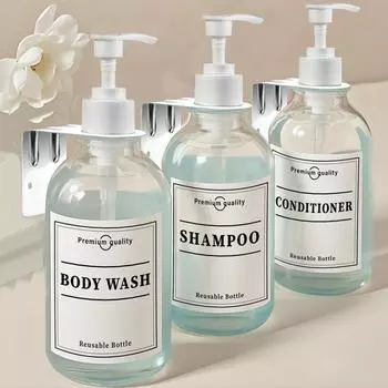 500 мл прозрачный пластиковый флакон для лосьона многоразовый дозатор для бутылок с насосом настенный с этикетками для мытья посуды и тела Type 1