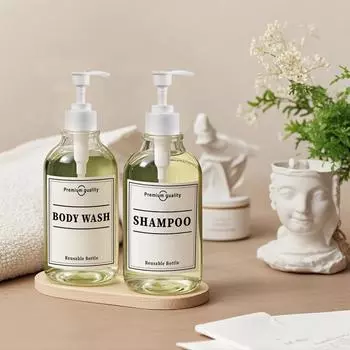 500 мл прозрачный пластиковый флакон для лосьона многоразовый дозатор для бутылок с насосом настенный с этикетками для мытья посуды и тела Type 1