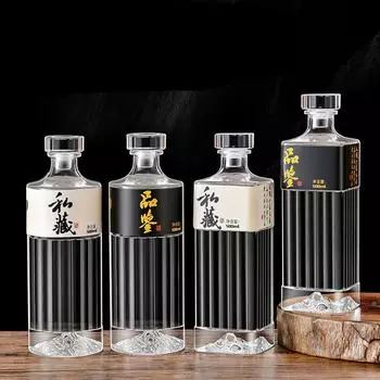 500 мл прозрачный стеклянный графин для виски без свинца в полоску квадратная бутылка для ликера шотландский бурбон
