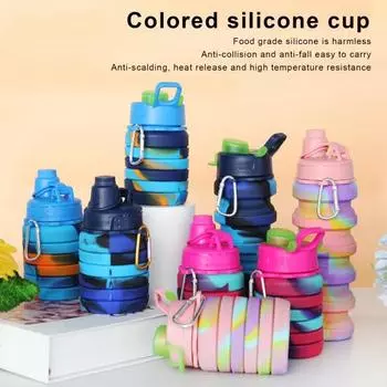 500 мл силиконовая складная бутылка для воды пищевой класс без BPA термостойкая герметичная складная бутылка для воды спортивная чашка B 500ML