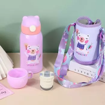 500 мл симпатичная детская термос-бутылка из нержавеющей стали бутылка для воды динозавр детская чашка с трубочкой для школьных термокружек стакан 500ML