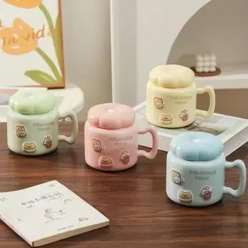 500 мл симпатичные кофейные кружки рельефный дизайн девушка стакан для воды с крышкой в форме цветка офис бытовые завтраки молоко овсяные кружки подарочные чашки 500ml