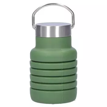 500 мл Складная силиконовая бутылка для воды, чашка для питья с крышкой из нержавеющей стали для улицы, оранжевая зелёный