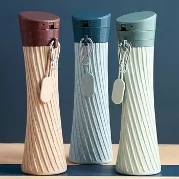 500 мл складная силиконовая бутылка для воды складная портативная чашка для воды креативная маленькая талия форма спортивная чашка для воды 500ml синий