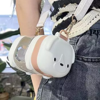 500 мл соломенные бутылки для воды с милым щенком для детей, девочек, квадратный пластиковый стаканчик, портативная уличная герметичная бутылка для воды из тритана, без BPA 500ml