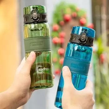 500 мл спортивная бутылка для воды портативная пластиковая прозрачная герметичная чашка с фильтром для чая для путешествий спортзала на открытом воздухе фитнеса питьевая посуда 500ML синий
