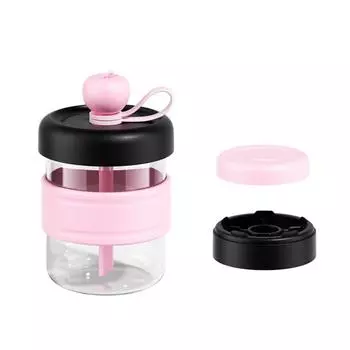 500 мл Стеклянная бутылка для воды Нескользящий чехол для стакана Стакан с соломинкой Прочный Стакан для холодного кофе Офис