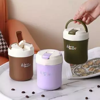 500 мл термобутылка пищевого класса большой емкости с защитой от протечек с буквенным принтом изолированная чашка для воды хозяйственные принадлежности фиолетовый