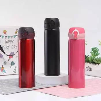 500 мл термобутылка с двойными стенками термос бутылка для воды термокружка спортивная чёрный