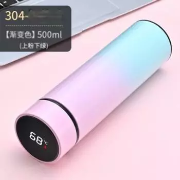500 мл Термобутылка Термальная чашка Термосы для крышки чая Светодиодный умный дисплей температуры розовый