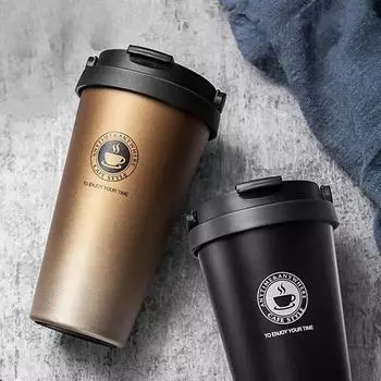 500 мл термокружка для кофе с двойными стенками, герметичная, вакуумная, из нержавеющей стали, с крышкой и ручкой 500ml