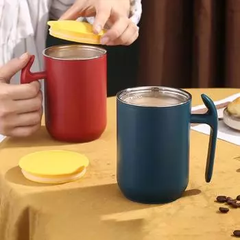 500 мл термос из нержавеющей стали кофейная чашка бутылка для воды европейская термокружка с ручкой портативный кафе изолированный стакан посуда для напитков 500ml