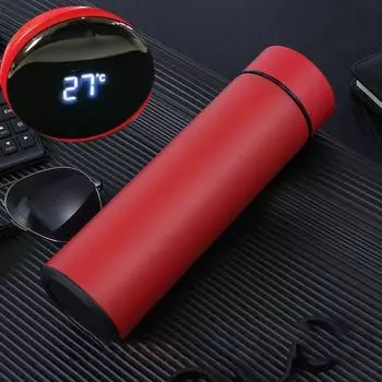 500 мл термос с дисплеем температуры, термосы из нержавеющей стали, дорожная кофейная кружка, чайная кружка, термочашка красный