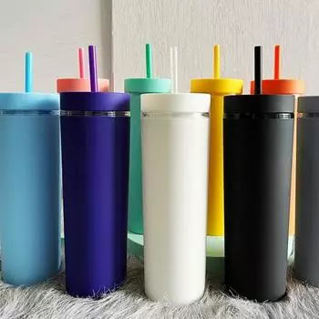 500 мл узкий стакан с крышкой и трубочкой двойной стенки поильник без BPA 500ML светло-зеленый