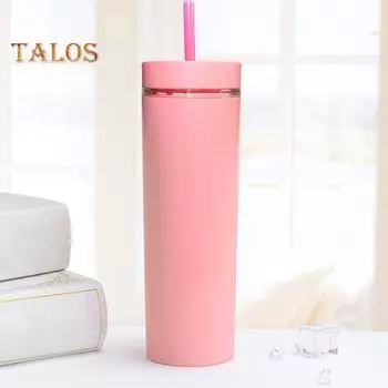 500 мл узкий стакан с крышкой и трубочкой двойной стенки непроливайка стаканы без бисфенола А термоизолированная кружка для путешествий холодный кофе многоразовая вечеринка 500ML оранжевый