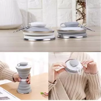 500 мл выдвижной складной силиконовый чайник уличная взрывозащищенная бутылка для воды Black&White