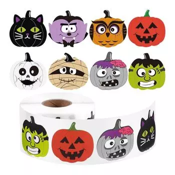 500 наклеек/рулон Наклейки для празднования фестиваля Хэллоуин Этикетки Наклейки-пломбы Инопланетянин Тыква Выражение Упаковка One Size