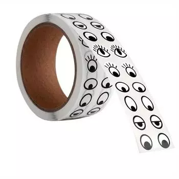 500 пар премиальных наклеек для глаз — прочные, самоклеящиеся и многоразовые, идеально подходят для поделок, поделок, пасхального декора и подарков — черно-белые дизайны 0.5inch/1.3cm чёрный