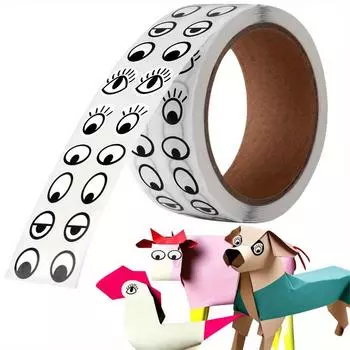 500 пар премиальных наклеек для глаз — прочные, самоклеящиеся и многоразовые, идеально подходят для поделок, поделок, пасхального декора и подарков — черно-белые дизайны 0.5inch/1.3cm чёрный