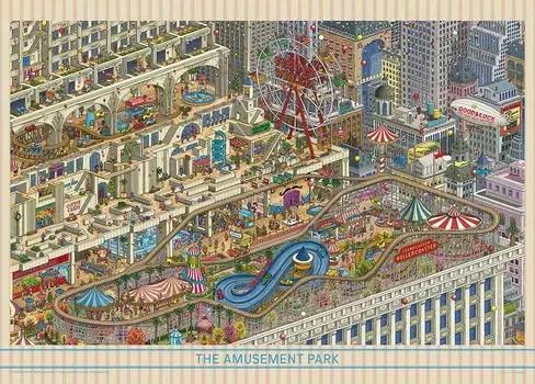 500 Piece Jigsaw Puzzle Maze Detective Pierre Amusement Park Above the Building (38x53cm)