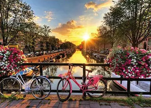 500 Piece Jigsaw Puzzle Shining Canal and Townscape x (Amsterdam) (38 53cm) 05-1049